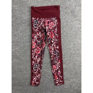 Athleta Leggings Womens XS Red Floral High Rise Ankle Yoga Pants Pockets Gym